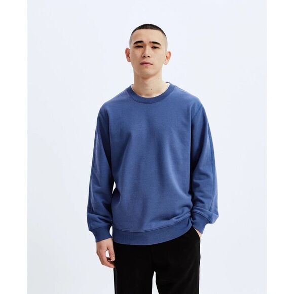 REIGNING CHAMP mens medium Blue Crewneck Sweatshirt midweight terry - Picture 5 of 9